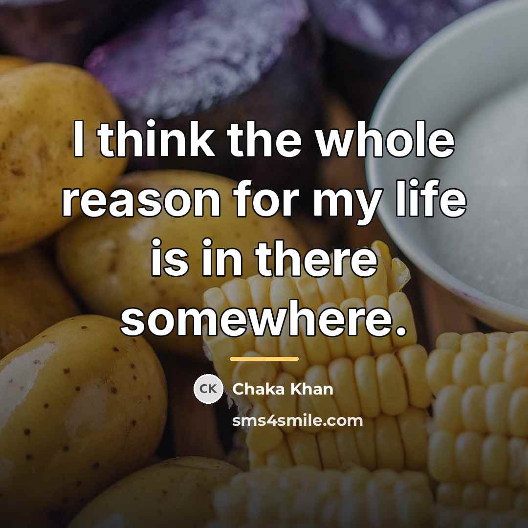 “I think the whole reason for my life is in…” quote by Chaka Khan