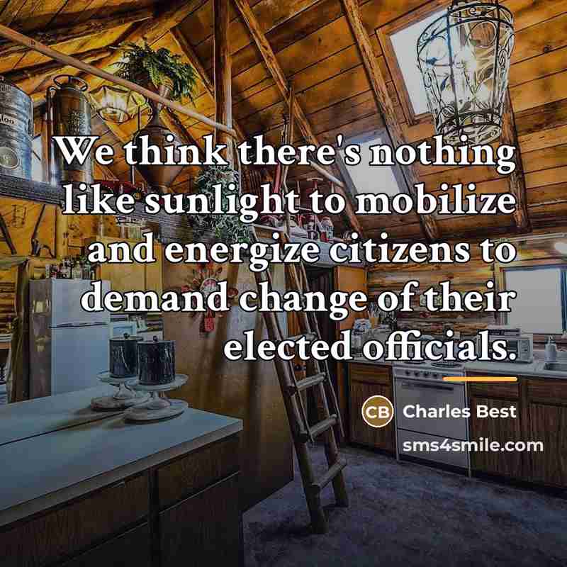 “We think there's nothing like sunlight to mobilize and energize…” quote by Charles Best