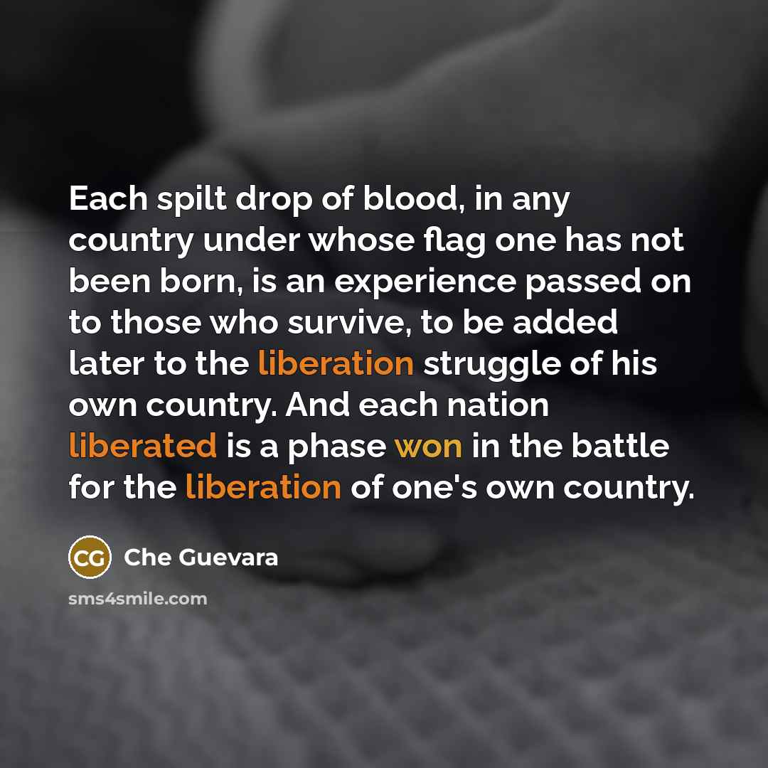 “Each spilt drop of blood, in any country under whose…” quote by Che Guevara