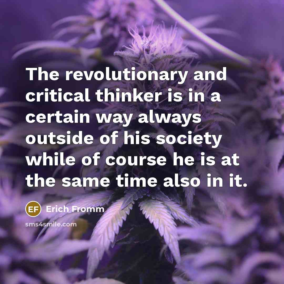 “The revolutionary and critical thinker is in a certain way…” quote by Erich Fromm