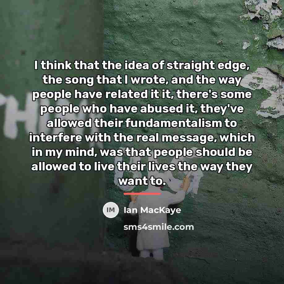 “I think that the idea of straight edge, the song…” quote by Ian MacKaye