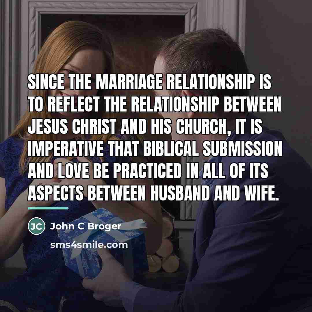 “Since the marriage relationship is to reflect the relationship between…” quote by John C Broger