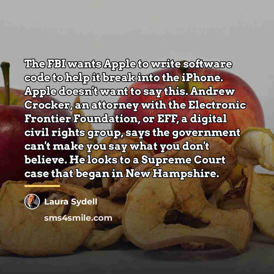 “The FBI wants Apple to write software code to help…” quote by Laura Sydell
