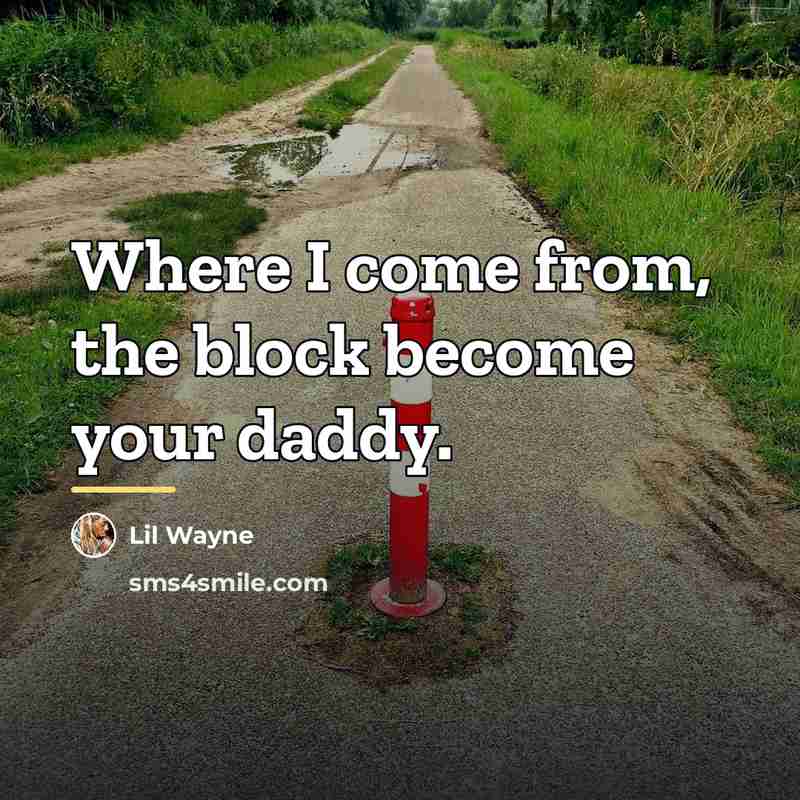 “Where I come from, the block become your daddy.…” quote by Lil Wayne