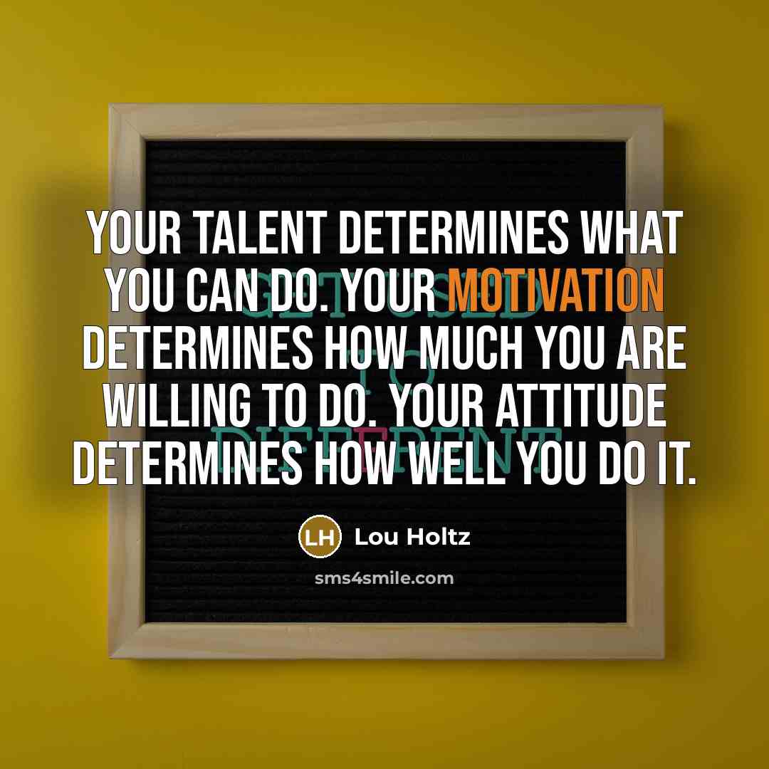 “Your talent determines what you can do. Your motivation determines…” quote by Lou Holtz