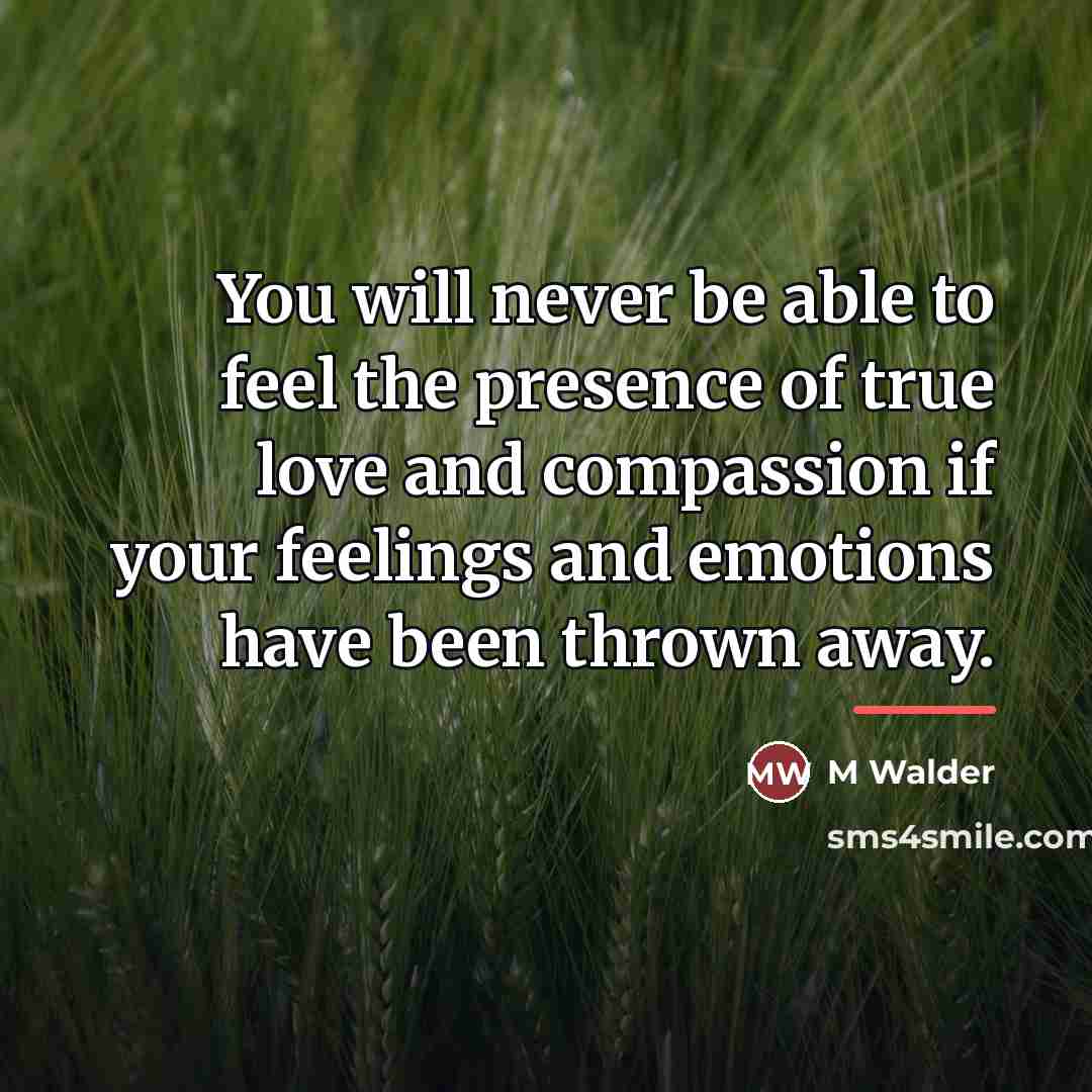 “You will never be able to feel the presence of…” quote by M Walder