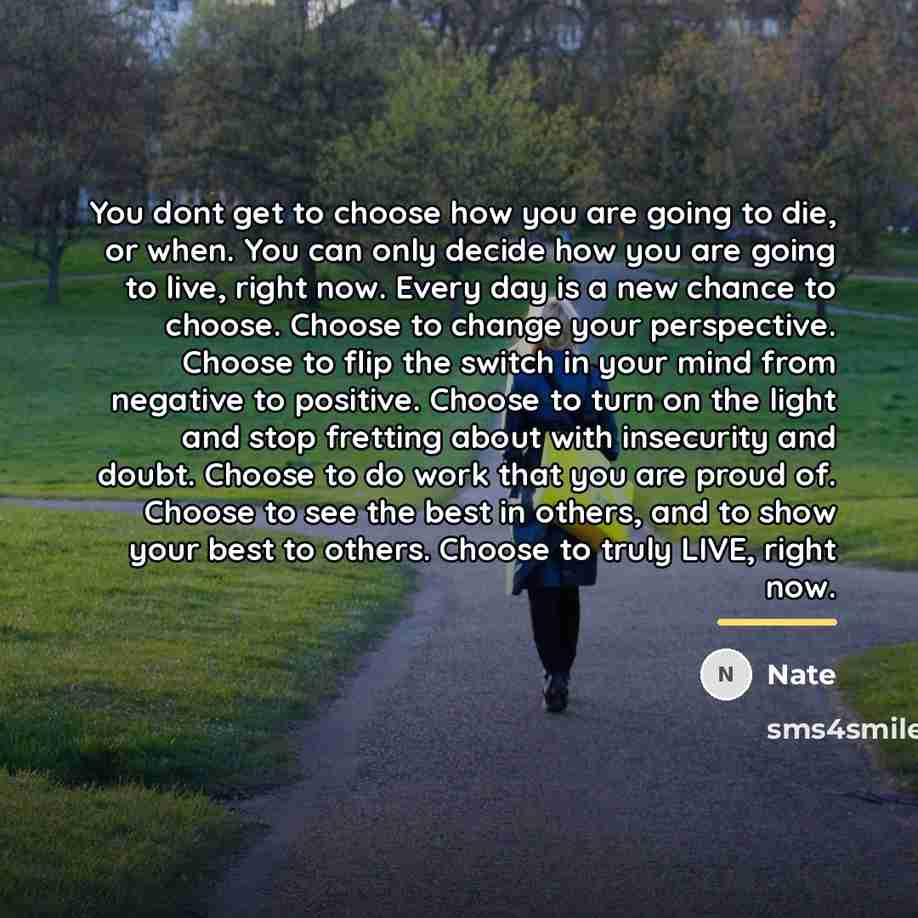 “You dont get to choose how you are going to…” quote by Nate