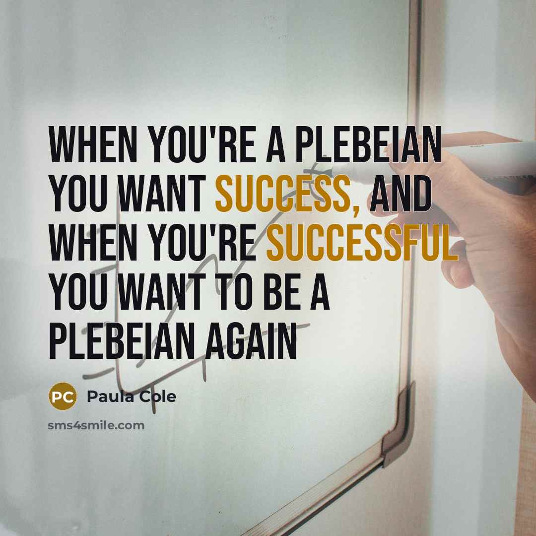 “When you're a plebeian you want success, and when you're…” quote by Paula Cole