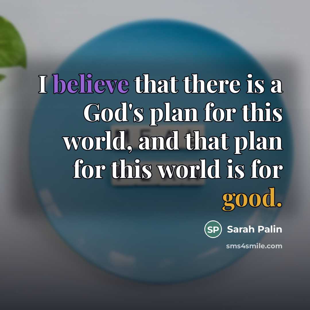 “I believe that there is a God's plan for this…” quote by Sarah Palin