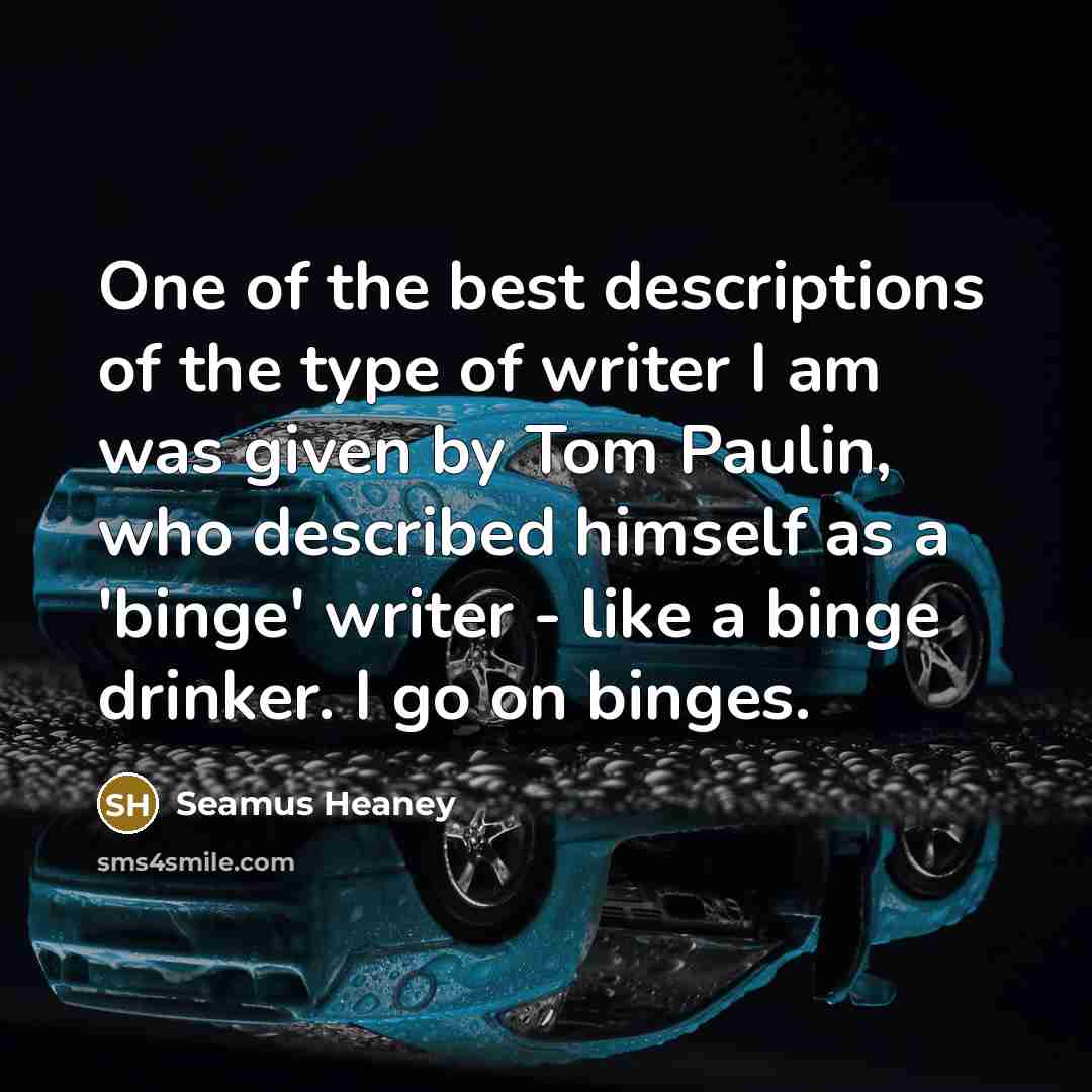 “One of the best descriptions of the type of writer…” quote by Seamus Heaney