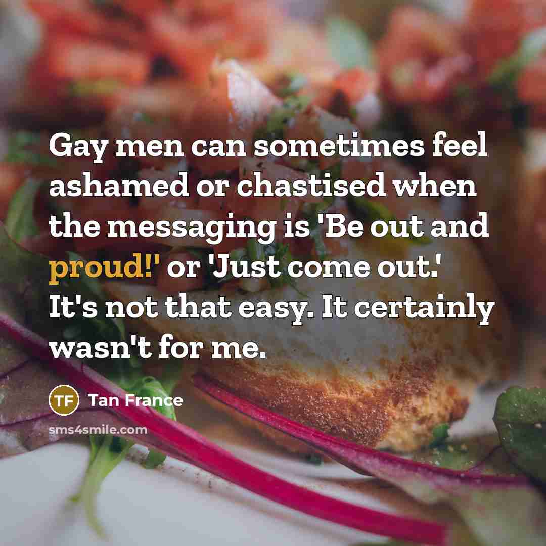 “Gay men can sometimes feel ashamed or chastised when the…” quote by Tan France