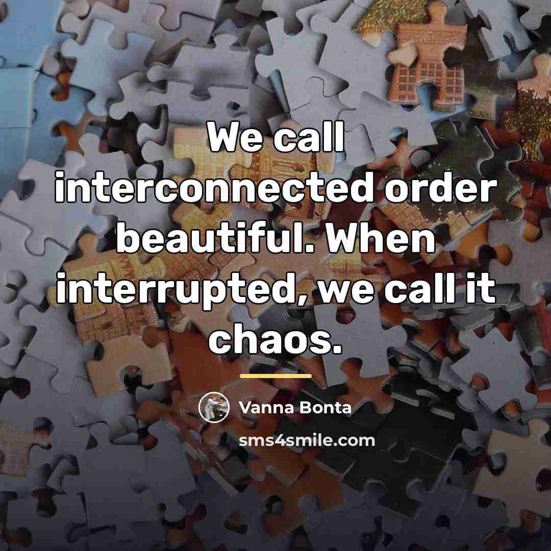 “We call interconnected order beautiful. When interrupted, we call it…” quote by Vanna Bonta