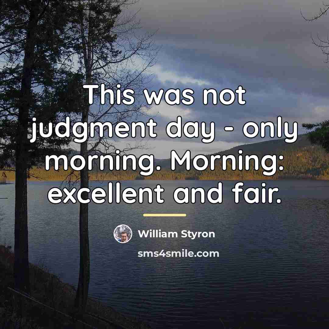 “This was not judgment day - only morning. Morning: excellent…” quote by William Styron