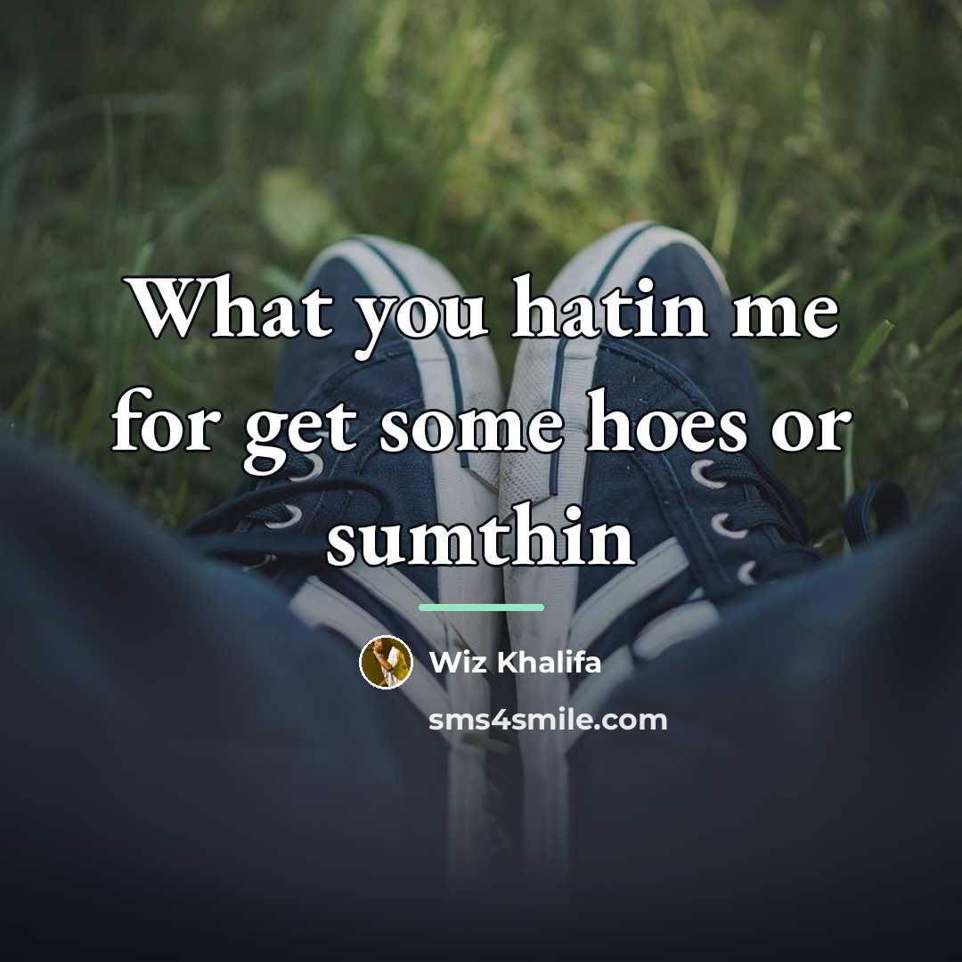 “What you hatin me for get some hoes or sumthin…” quote by Wiz Khalifa