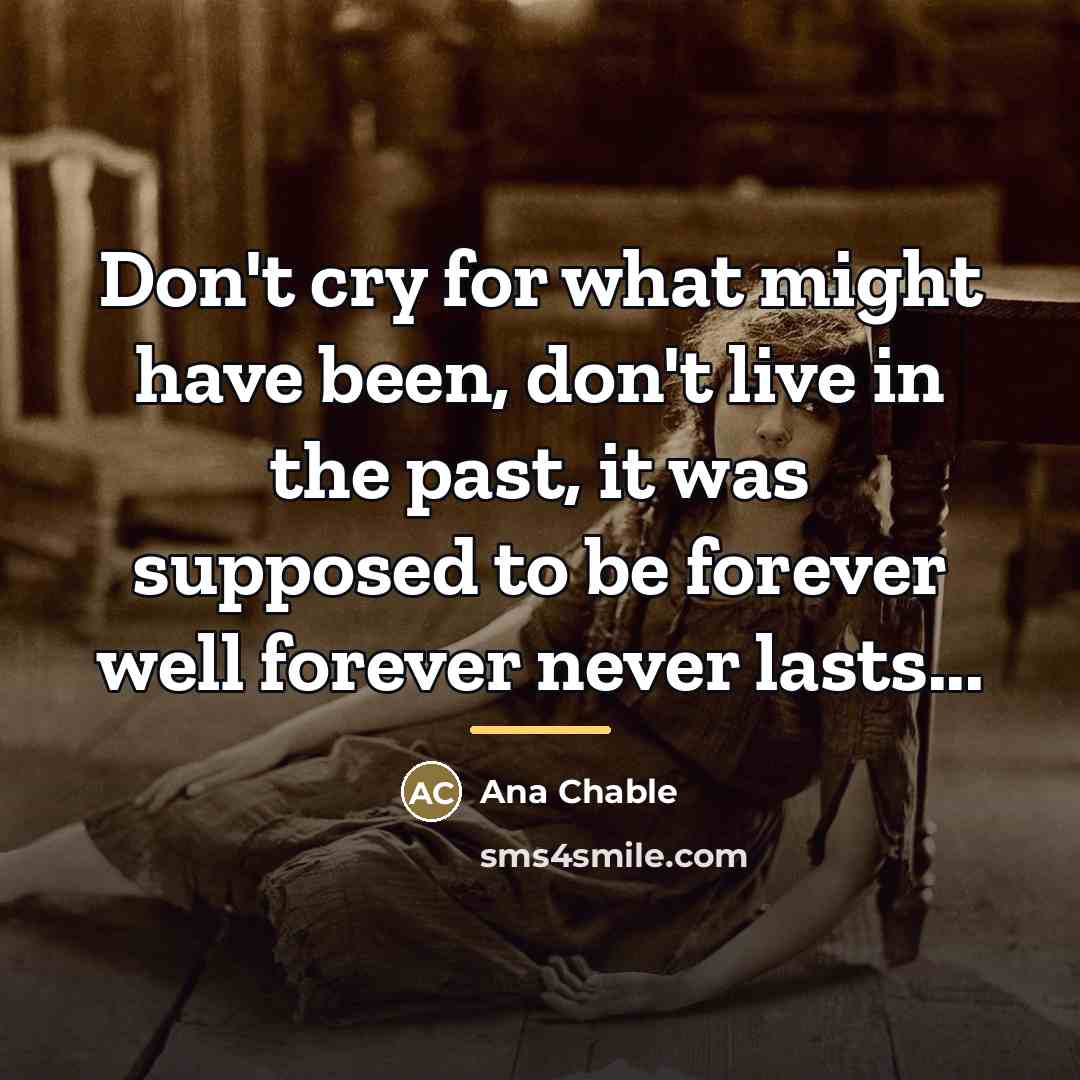 “Don't cry for what might have been, don't live in…” quote by Ana Chable
