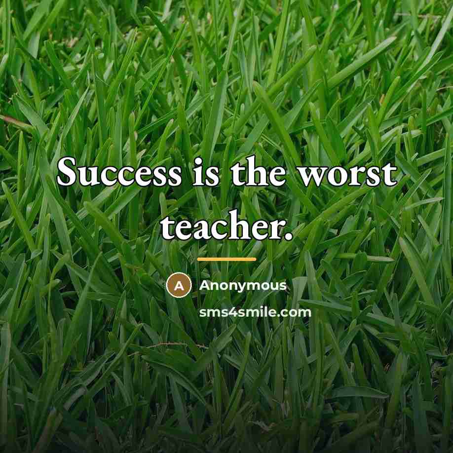 “Success is the worst teacher.…” quote by Anonymous