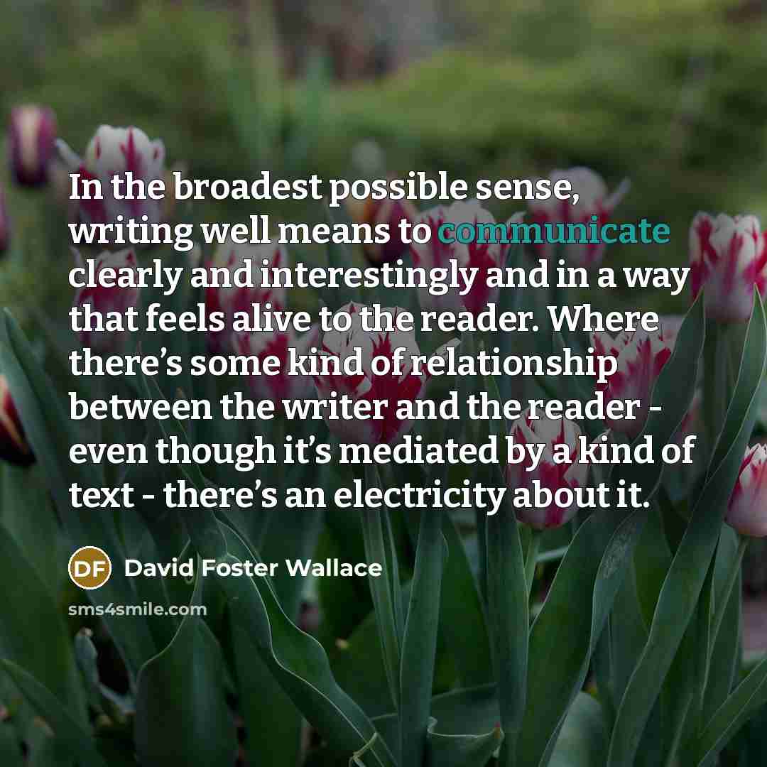 “In the broadest possible sense, writing well means to communicate…” quote by David Foster Wallace