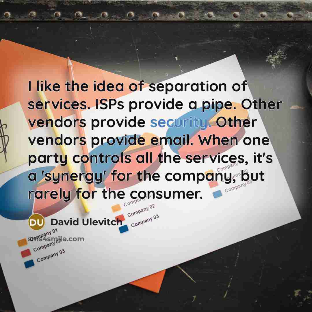 “I like the idea of separation of services. ISPs provide…” quote by David Ulevitch