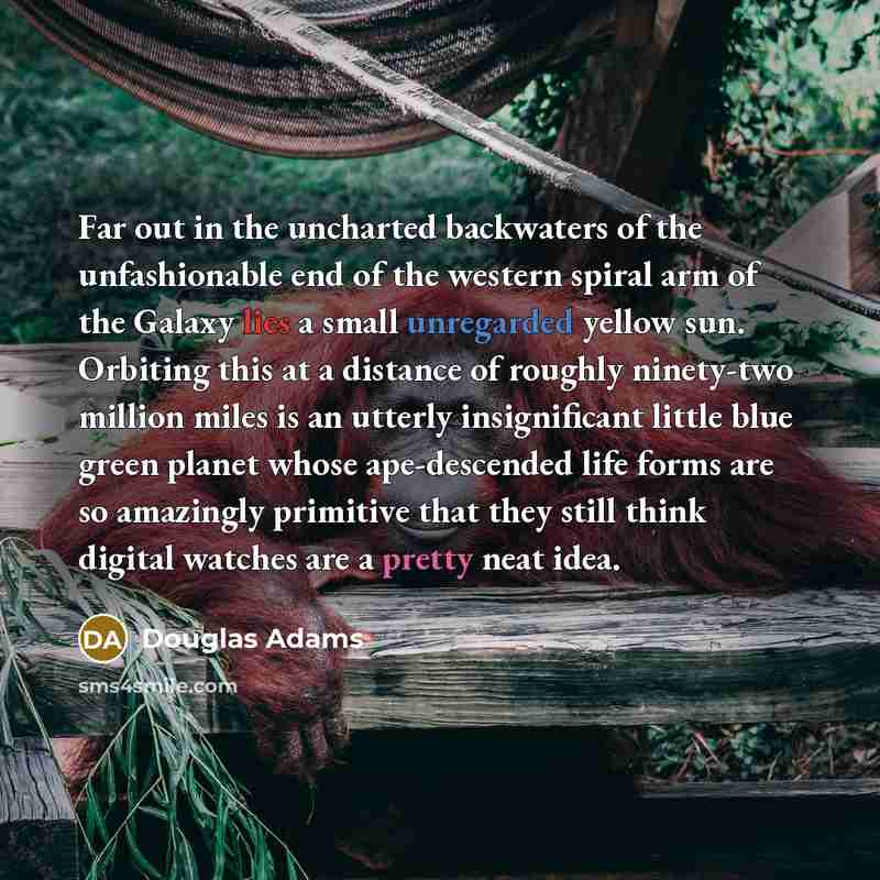 “Far out in the uncharted backwaters of the unfashionable end…” quote by Douglas Adams