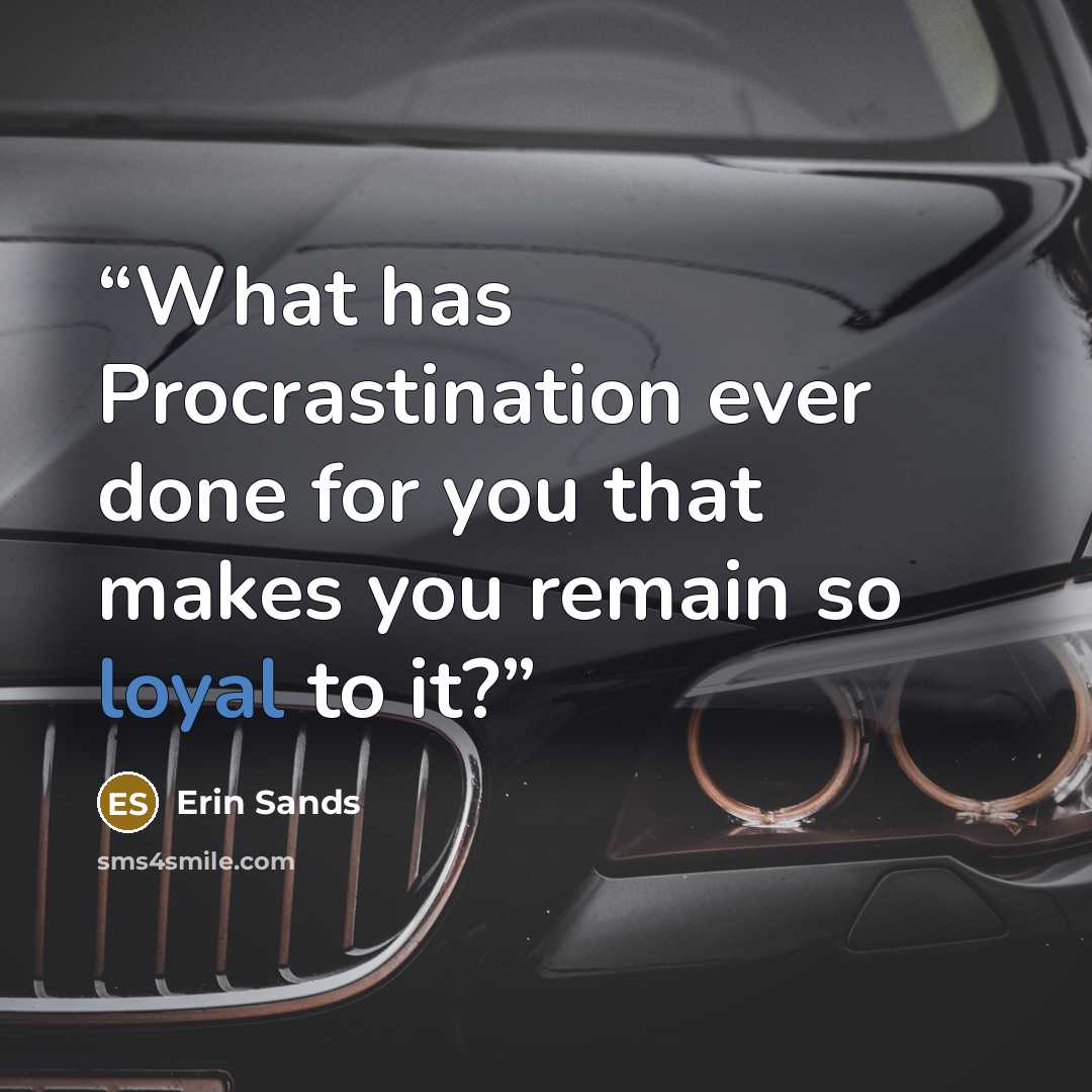 “What has Procrastination ever done for you that makes you remain so loyal to it?” quote by Erin Sands