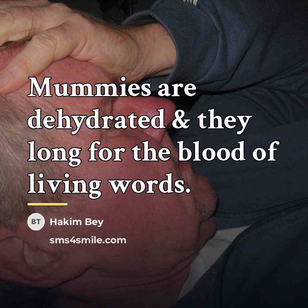 “Mummies are dehydrated & they long for the blood of…” quote by Hakim Bey