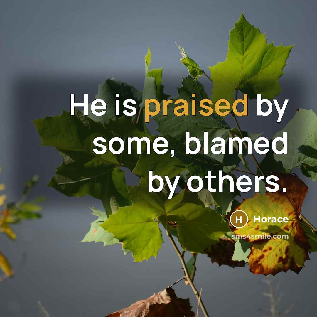 “He is praised by some, blamed by others.” quote by Horace