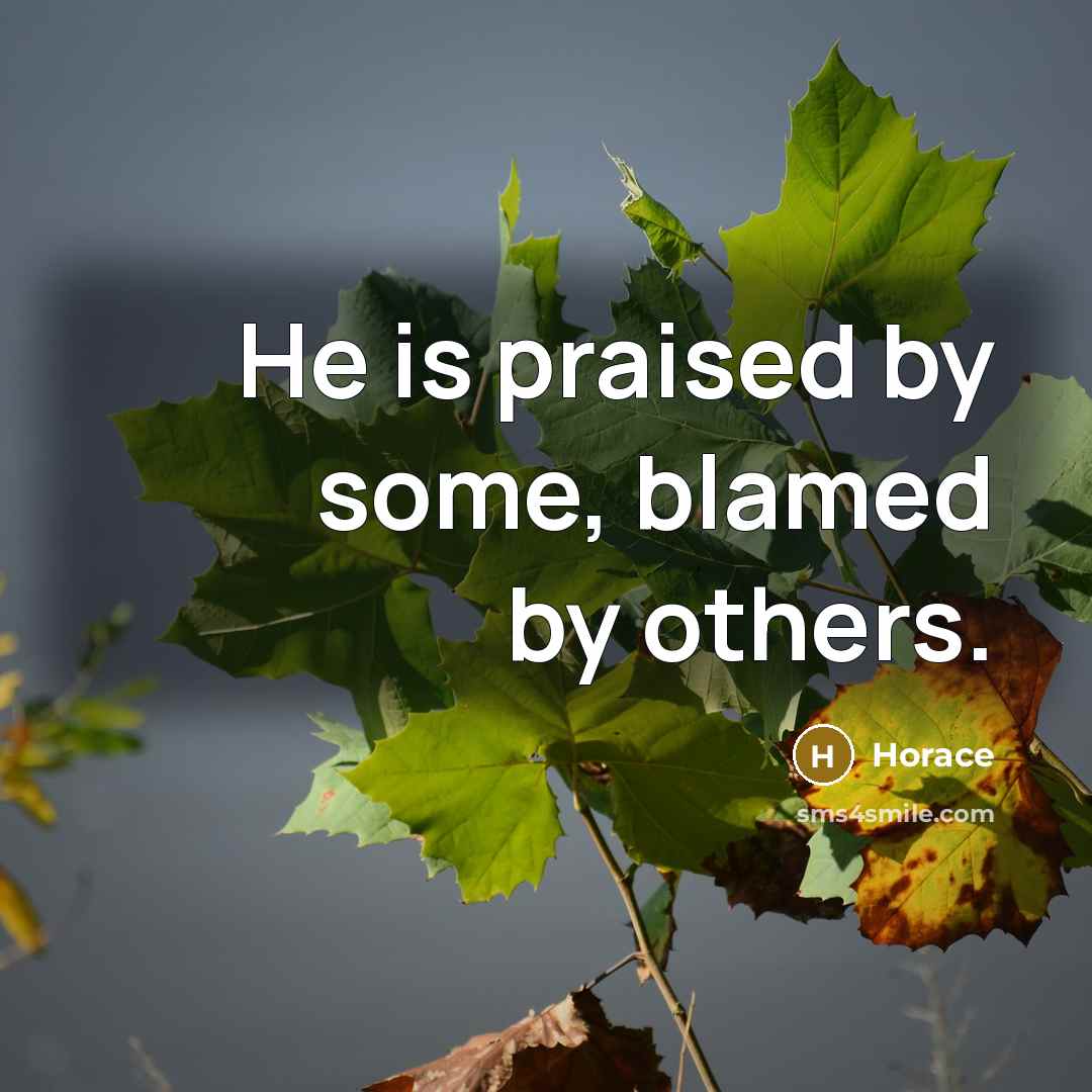 “He is praised by some, blamed by others.…” quote by Horace