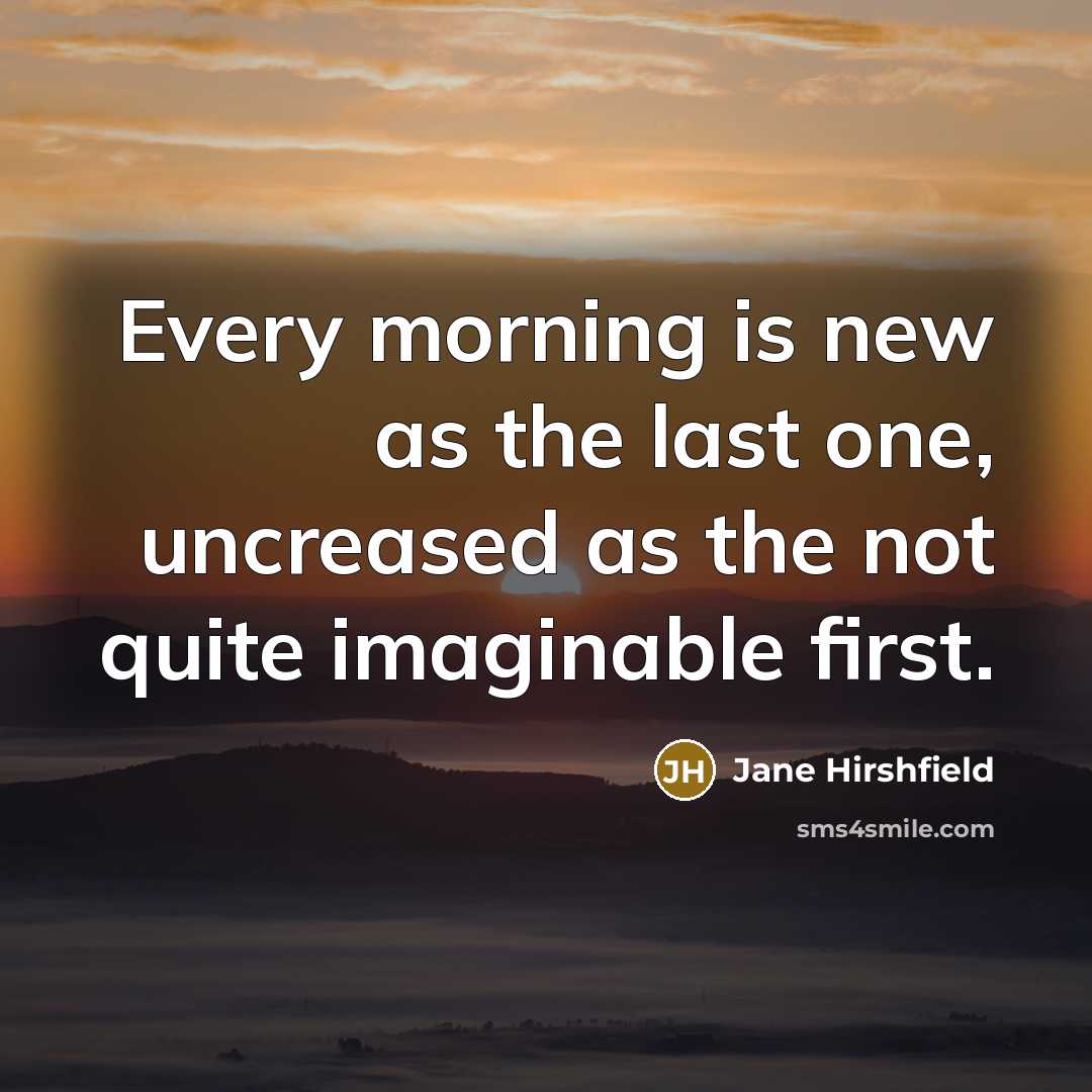 “Every morning is new as the last one, uncreased as…” quote by Jane Hirshfield