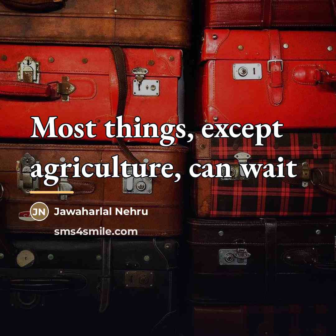 “Most things, except agriculture, can wait…” quote by Jawaharlal Nehru