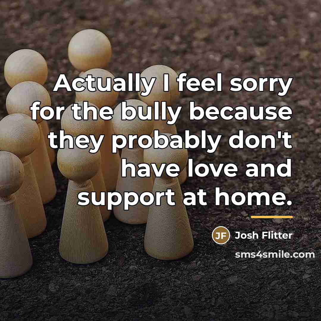 “Actually I feel sorry for the bully because they probably…” quote by Josh Flitter