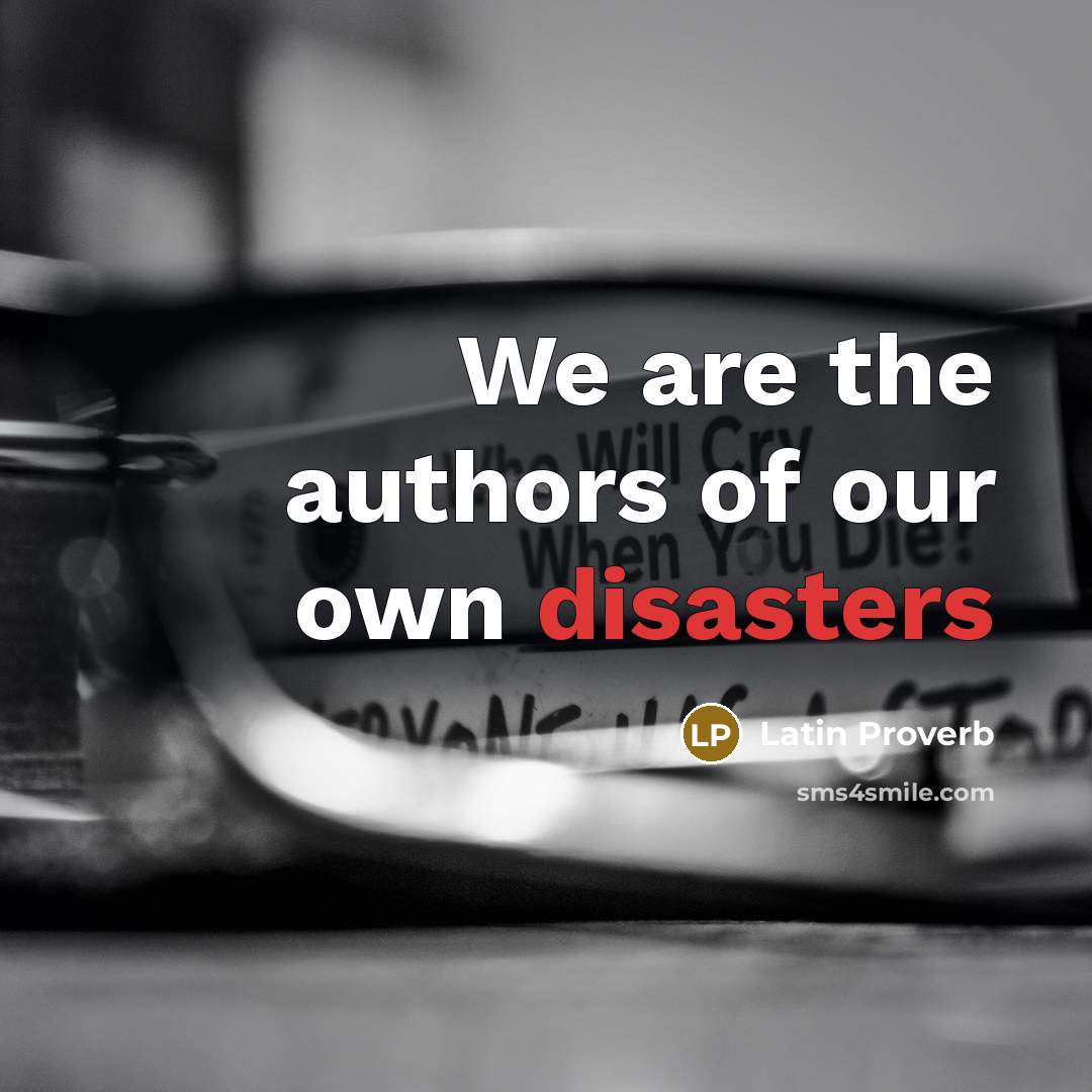 “We are the authors of our own disasters” quote by Latin Proverb