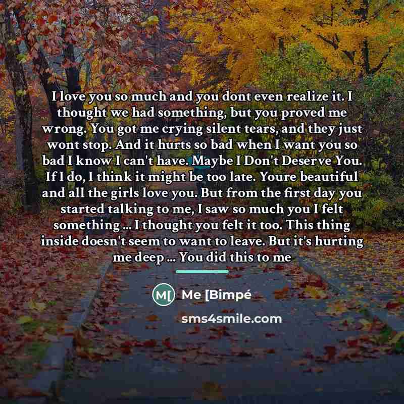 “I love you so much and you dont even realize…” quote by Me [Bimpé