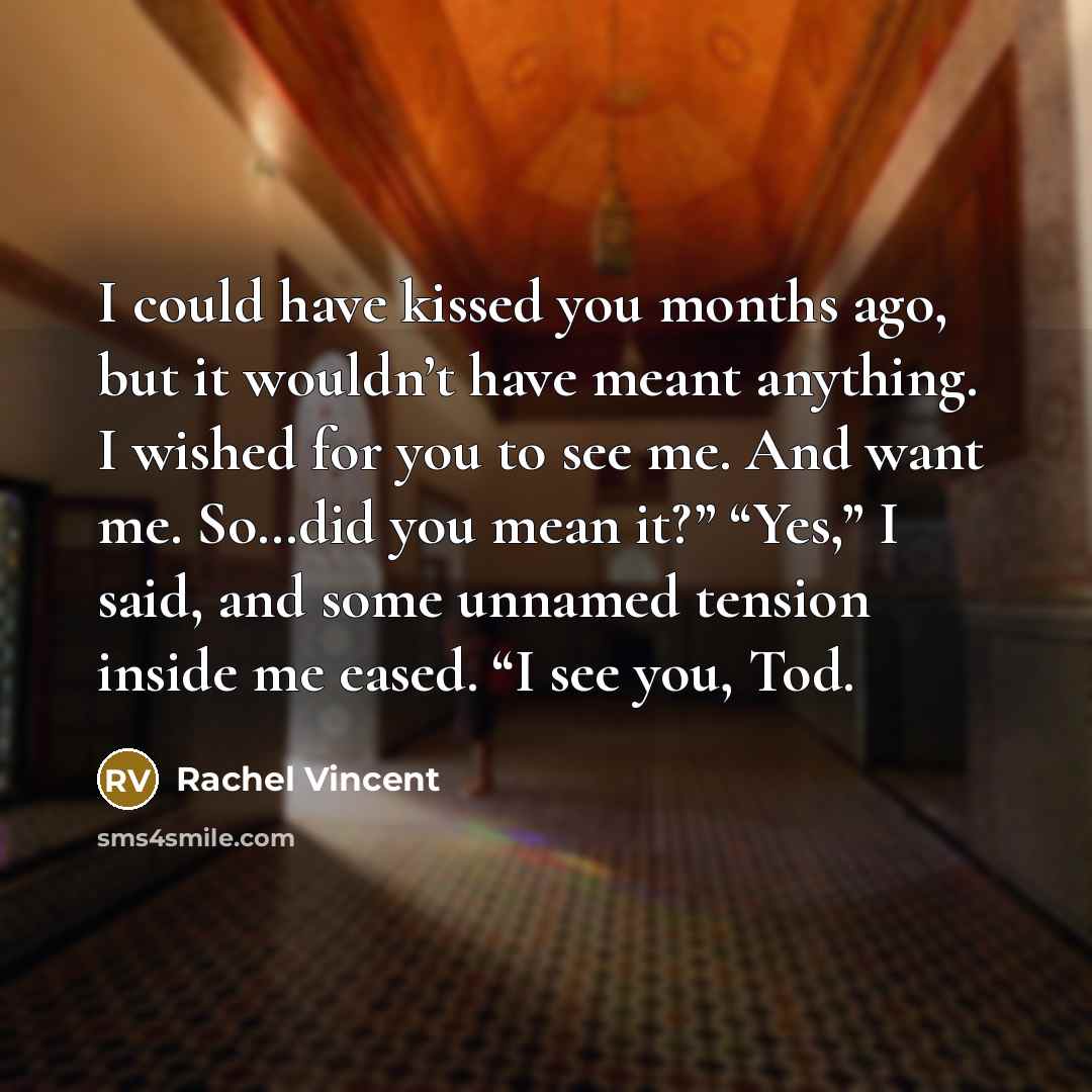“I could have kissed you months ago, but it wouldn’t…” quote by Rachel Vincent