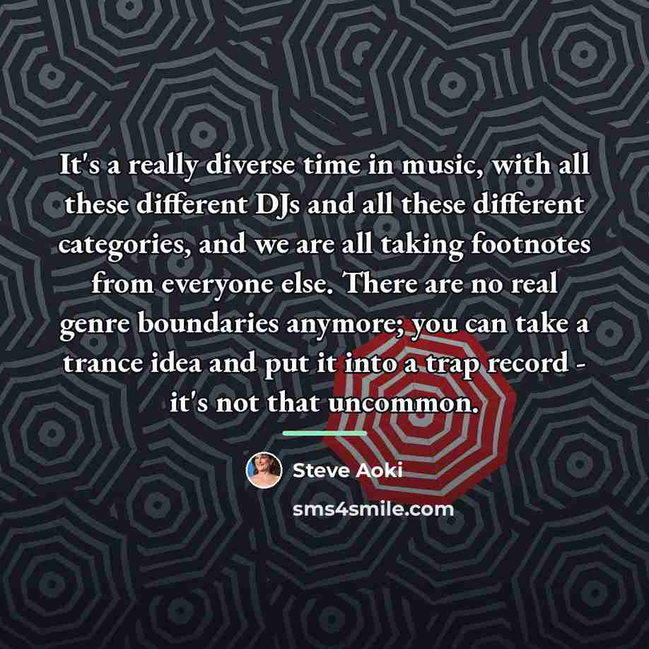 “It's a really diverse time in music, with all these…” quote by Steve Aoki