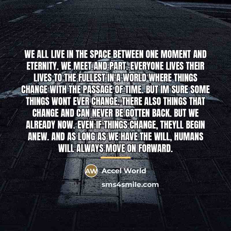 “We all live in the space between one moment and…” quote by Accel World