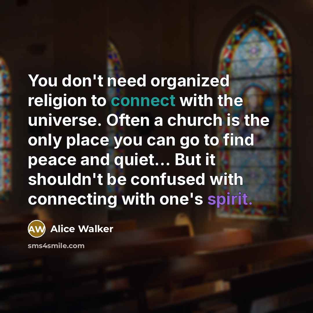 “You don't need organized religion to connect with the universe.…” quote by Alice Walker