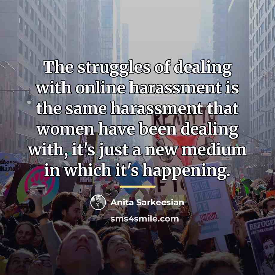 “The struggles of dealing with online harassment is the same…” quote by Anita Sarkeesian