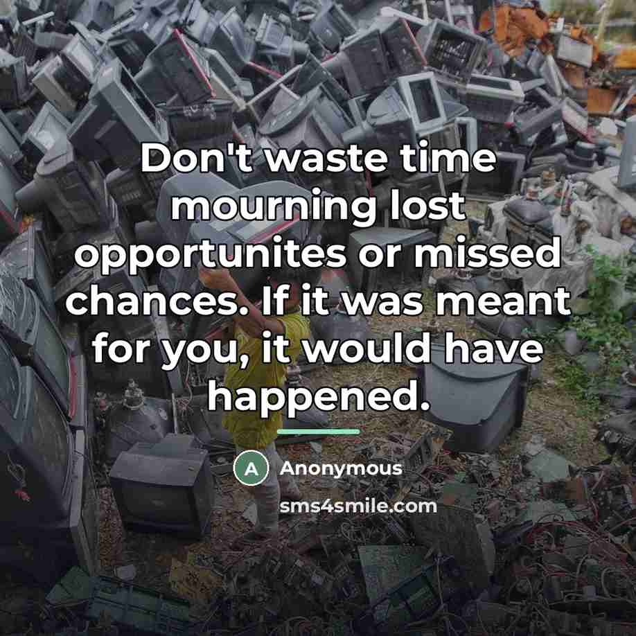 “Don't waste time mourning lost opportunites or missed chances. If…” quote by Anonymous
