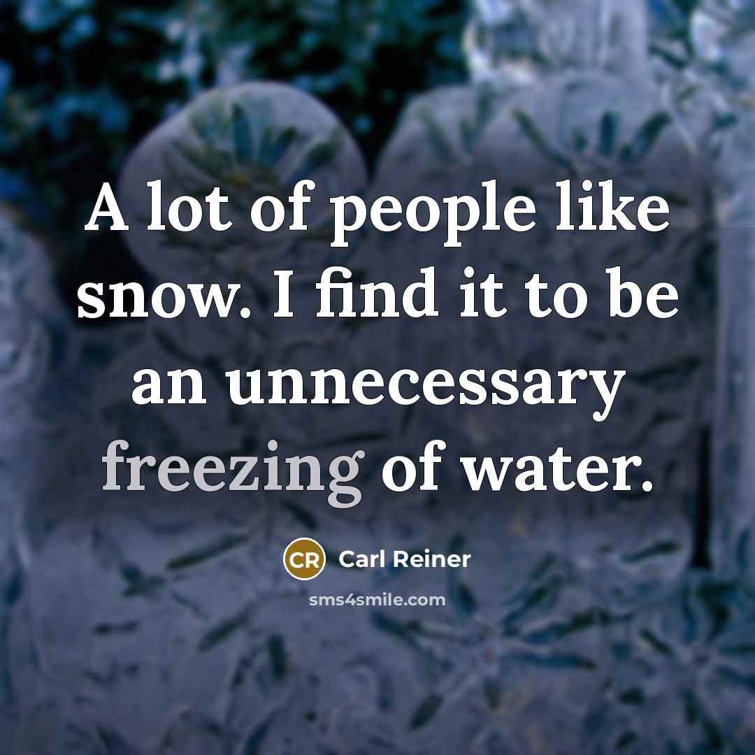 “A lot of people like snow. I find it to be an unnecessary freezing of water.” quote by Carl Reiner