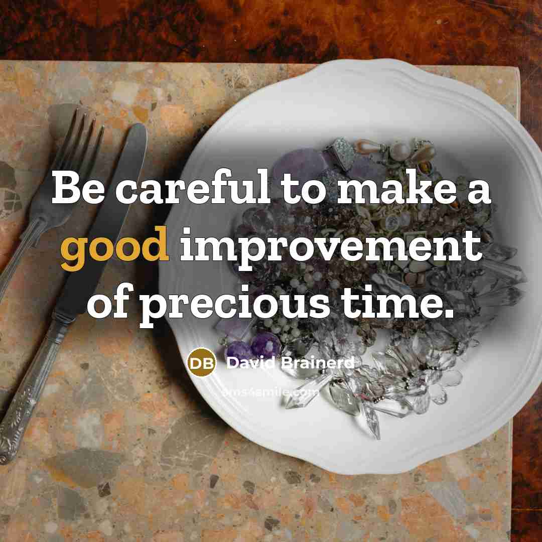 “Be careful to make a good improvement of precious time.…” quote by David Brainerd