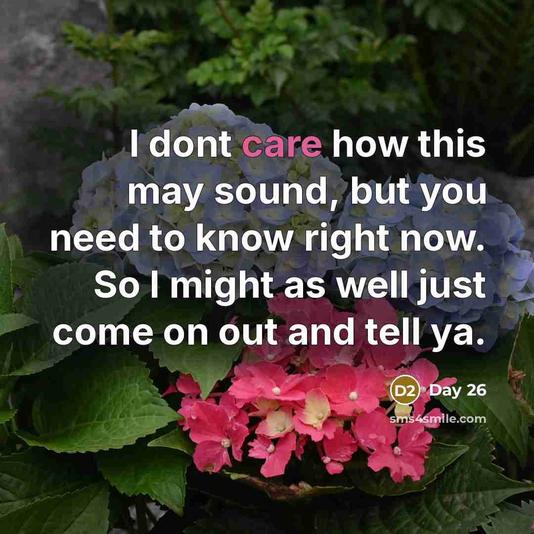 “I dont care how this may sound, but you need…” quote by Day 26