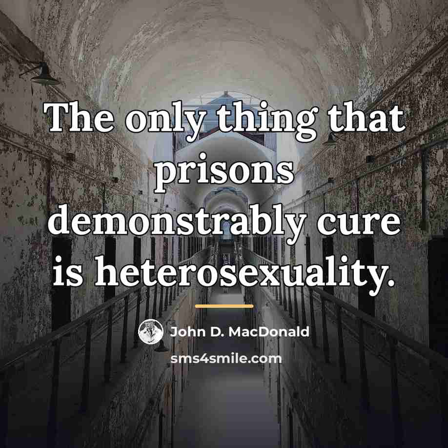 “The only thing that prisons demonstrably cure is heterosexuality.…” quote by John D. MacDonald