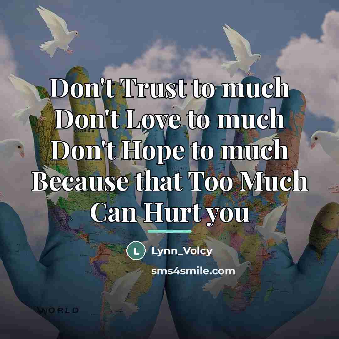 “Don't Trust to much Don't Love to much Don't Hope…” quote by Lynn_Volcy