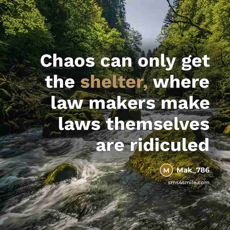 “Chaos can only get the shelter, where law makers make…” quote by Mak_786