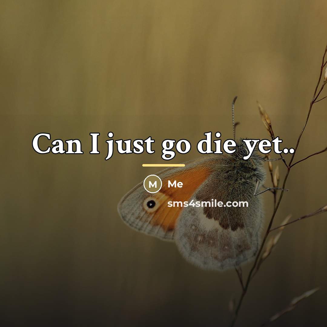 “Can I just go die yet..…” quote by Me