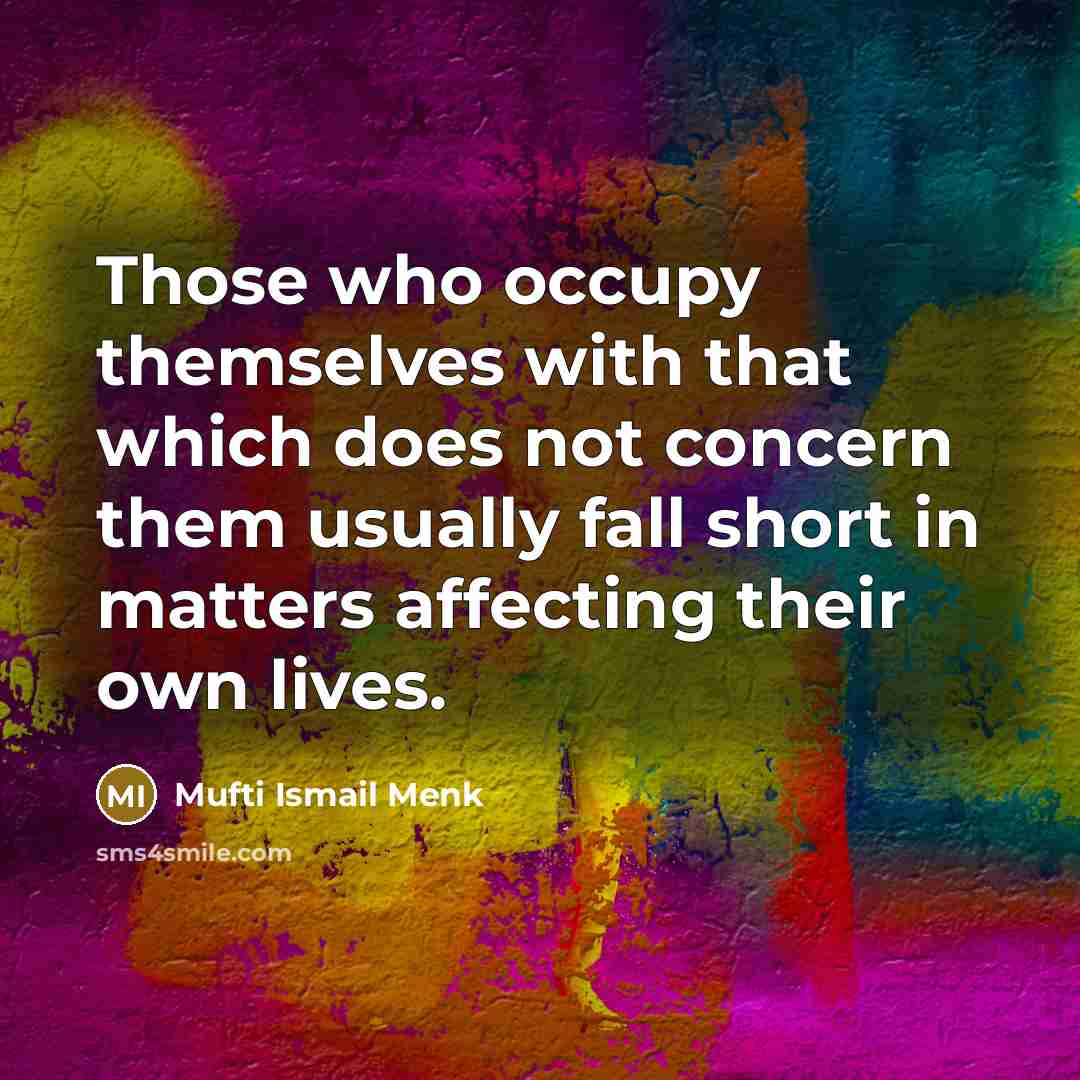 “Those who occupy themselves with that which does not concern…” quote by Mufti Ismail Menk