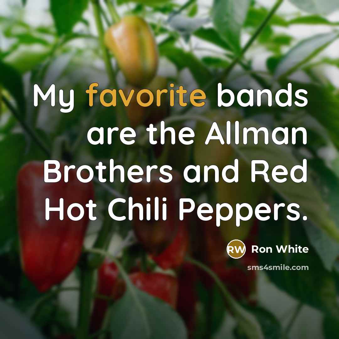 “My favorite bands are the Allman Brothers and Red Hot Chili Peppers.” quote by Ron White