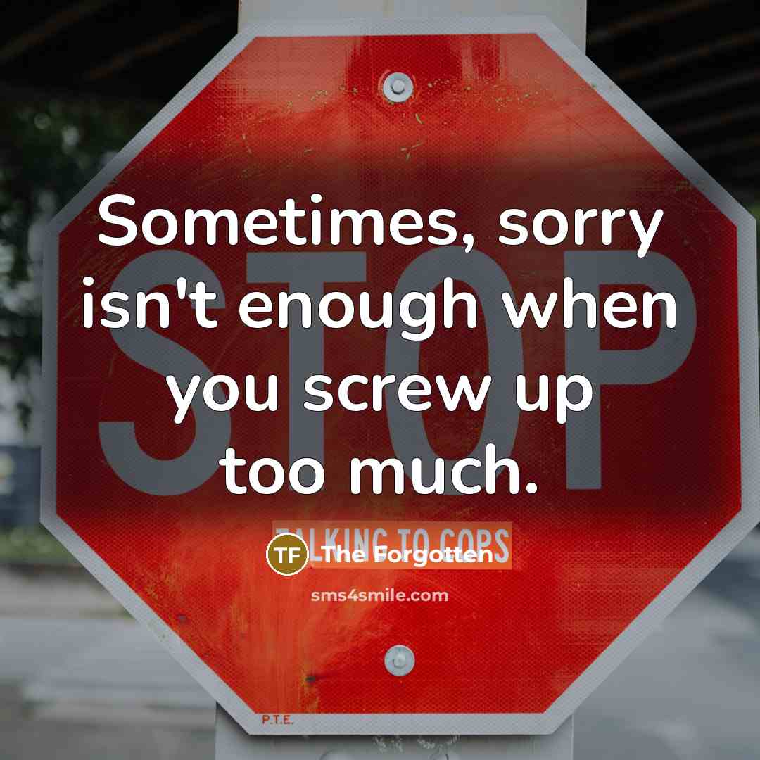 “Sometimes, sorry isn't enough when you screw up too much.…” quote by The Forgotten