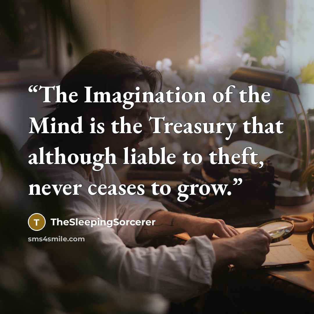 “The Imagination of the Mind is the Treasury that although liable to theft, never ceases to grow.” quote by TheSleepingSorcerer