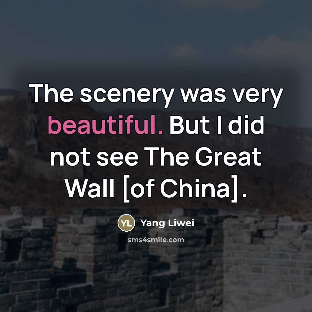 “The scenery was very beautiful. But I did not see The Great Wall [of China].” quote by Yang Liwei